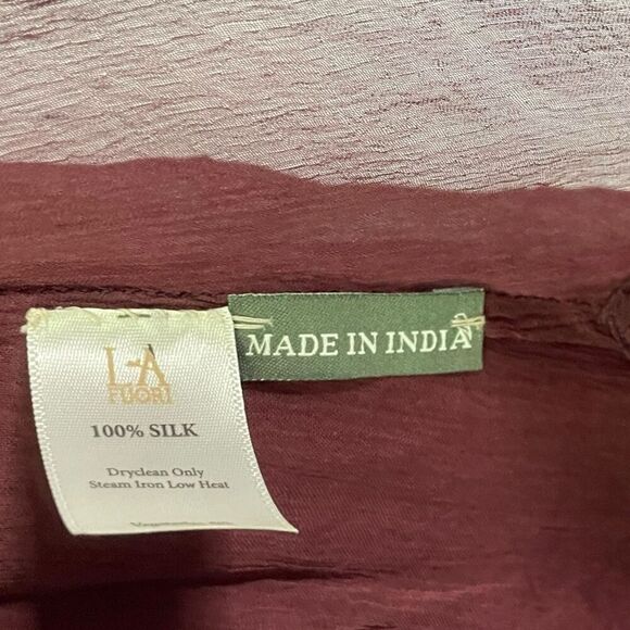 La Fuori Silk Beaded Sequin Topper Duster in Burgundy/Mauve Large Coverup - Picture 3 of 16